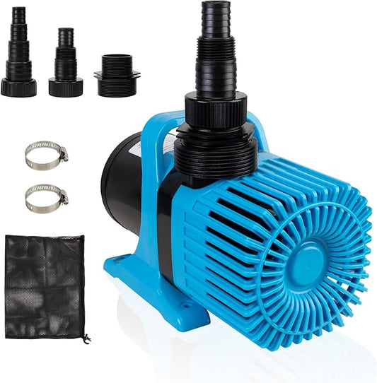 Hexago 5300GPH Submersible Water Pump, 450W Water Pond Pump with Barrier Bag, 33FT Power Cord, 25FT Lift Quiet Water Garden Pumps for Pond, Waterfall, Fountains, Fish Tank and Hydroponic, UL Listed