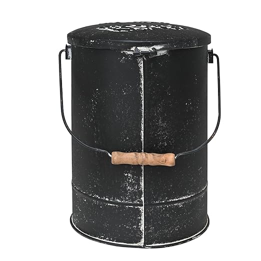 Z&Z ornamentorum Outdoor Small Trash Can with Lid Dog Poop Trash Can Outside for Kitchen Park Garden and Pedal Round Touchless Garbage with Flower and Bird Patterns (Black)