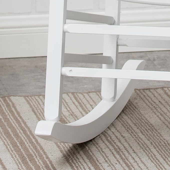 White Porch Rockers for Wooden Adults Furniture Set of 2 Outside Rocking Chair for Patio Lounge Balcony，Suitable for Indoor and Outdoor Use