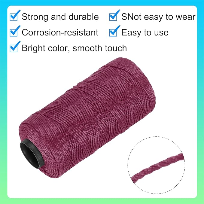 MECCANIXITY Nylon String 3 Strands Twisted Mason Line 1.5mm x 218 Yards Nylon Twine String for DIY Projects, Home Improvement, Gardening, Gift Wrapping, Christmas Party Supplies, Skin Pink