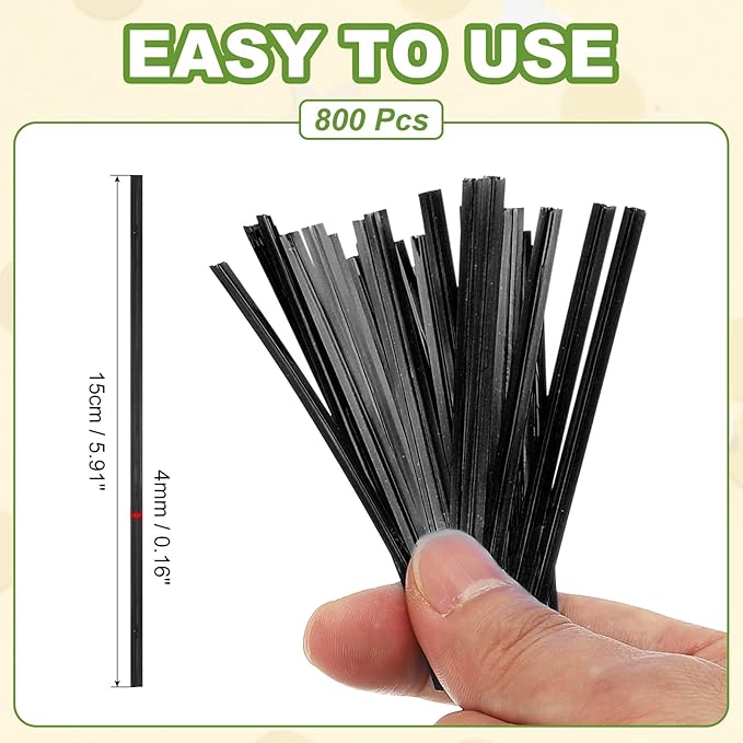 PATIKIL Bag Twist Ties 6 Inch, 800 Pcs Metallic Bread Ties for Treat Plastic Bags Gift Wrapping Candy Coffee Bag Plant Party Cake Favor, Black