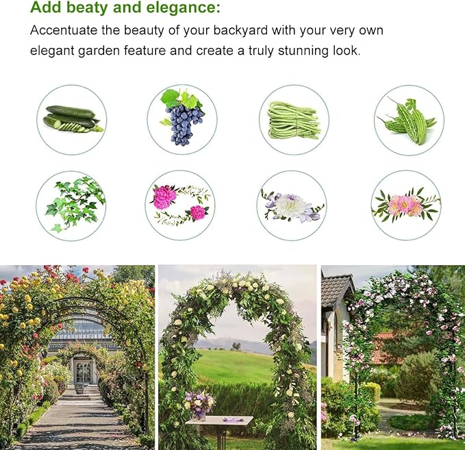 Metal Pergola Arbor,4.6 Feet Wide x7.9 Feet High Assemble Freely for Various Climbing Plant Wedding Garden Arch Bridal Party Decoration Wide Arbor