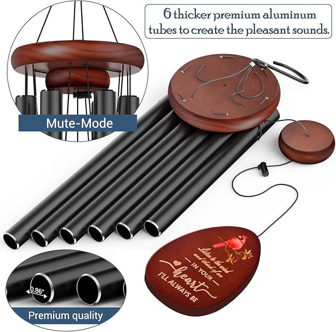 Cardinal Wind Chimes in Memory of Loved One,Sympathy Wind Chimes Memorial Wind Chime for Loss of a Loved One Mother Father,Cardinal Gifts & Sympathy Gift for Bereavement,Condolence,Funeral