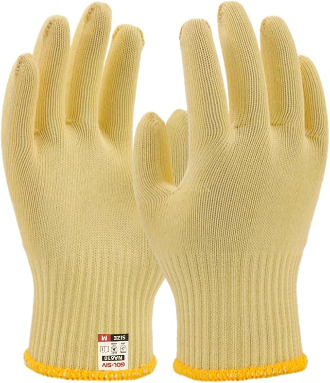 Heat Cut Resistant Gloves,Aramid Oven Gloves with Fingers,Heat Resistant Up to 550°F, Thick Knit Design,Machine Washable - Kevlar Knit Work Gloves for Men & Women(Aramid, Medium)