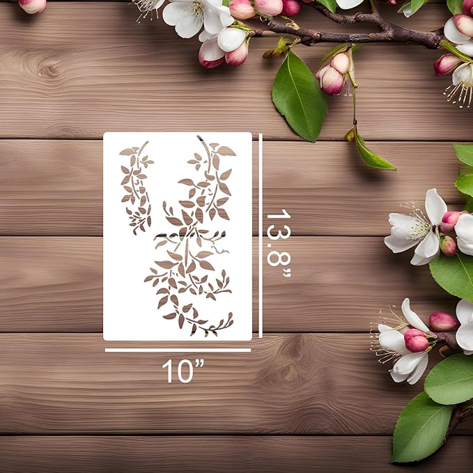 Large Vine Stencils for Painting on Wood Wall 14” Reusable Leaf Branch Stencils for Crafts Canvas Furniture
