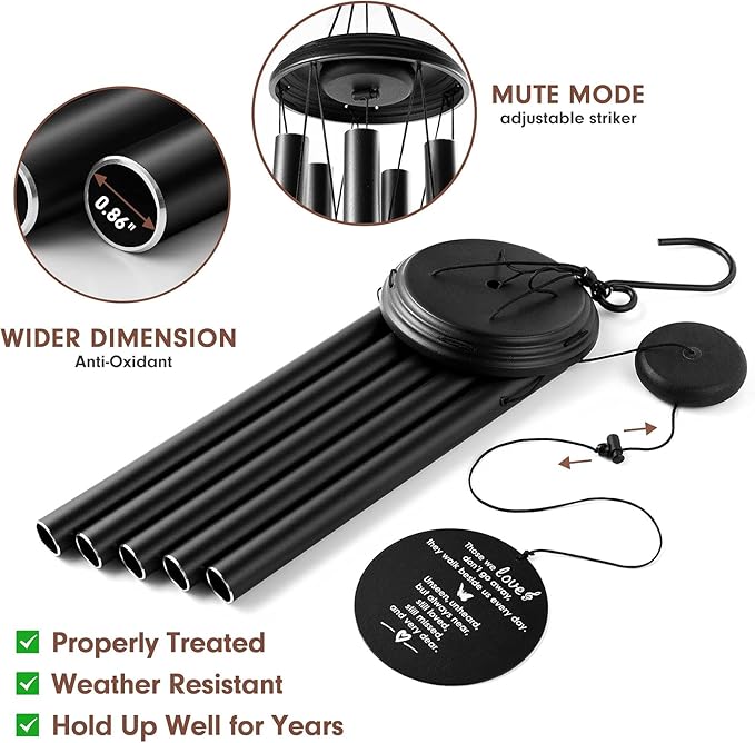 YOUNTASY Wind Chimes for Loss of Loved One Prime, Windchimes in Memory of a Loved One, Father Mother Bereavement/Sympathy/Memorial Gifts for Remembrance, 35in