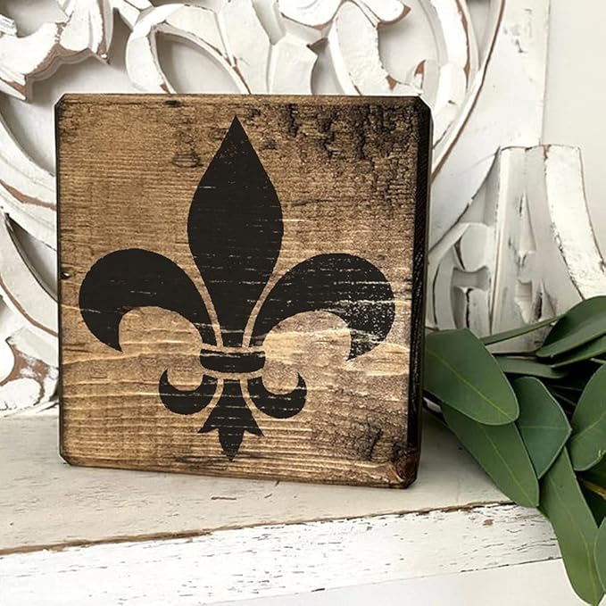 DLY LIFESTYLE Fleur de lis Stencil for Painting on Wood, Paper, Fabric, Walls and Furniture - Flower Stencil - 6x6 Inches - Reusable DIY Art and Craft Stencils