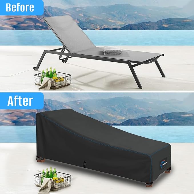 SIRUITON Outdoor Chaise Lounge Cover, Heavy Duty Waterproof & UV Resistant Patio Outdoor Pool Durable Lounge Chair Covers 84" L X 32" W X 32" H