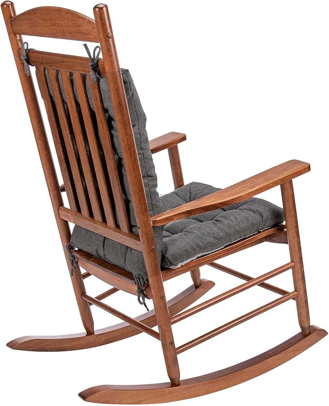 Rocking Chair Cushions Comfortable Tufted Seat Cushion Pads Non-Skid Backed Set of Backrest Cushion and Seat Bottom for Porch Rocker Adirondack Chair (Darkgrey, Backrest-24X17,Bottom-17x17)