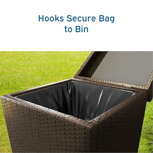 Nestl Outdoor Trash Can with Lid 30 Gallon Wicker Garbage Can for Patio, Brown