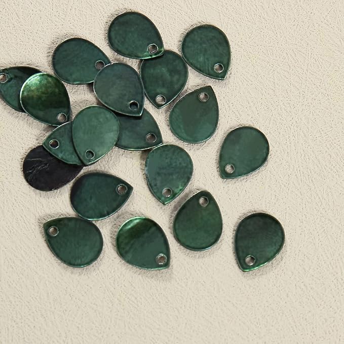 Firstmeet 60pcs Shell Beads Natural Mussel Shell Waterdrop-Shape Charm Beads with Iridescent Back for Handcraft Jewelry Making(DIY-1023-Garden Green-WD)