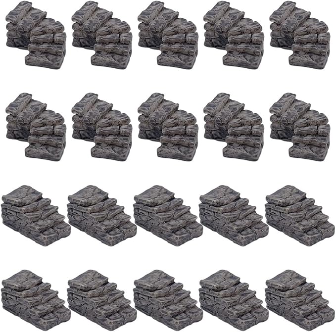 PLIGREAT 20 Pcs Miniature Stone Steps, Mini Garden Figurines Fairy Garden Ornament Resin Bridge Stair Stone for Micro Landscaping Yard Bonsai Decor