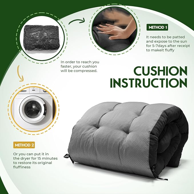 Outdoor Chaise Lounge Chair Cushion 74.4 x 22 x 4.7 Inches Non-Slip Lounge Chair Cushions for Outdoor Furniture with Ties, Patio Recliner Thickened Lounge Cushions for Indoor, Black