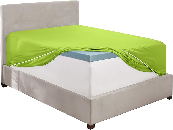 Clara Clark Deep Pocket Twin Sw Sheet Fits Up to 21 Inch Mattress - Super Soft, Stain, Fade Resistant - Garden Green Twin