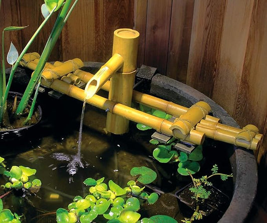 Aquascape Adjustable Pouring Bamboo Fountain for Ponds and Water Gardens, Poly-Resin | 78308