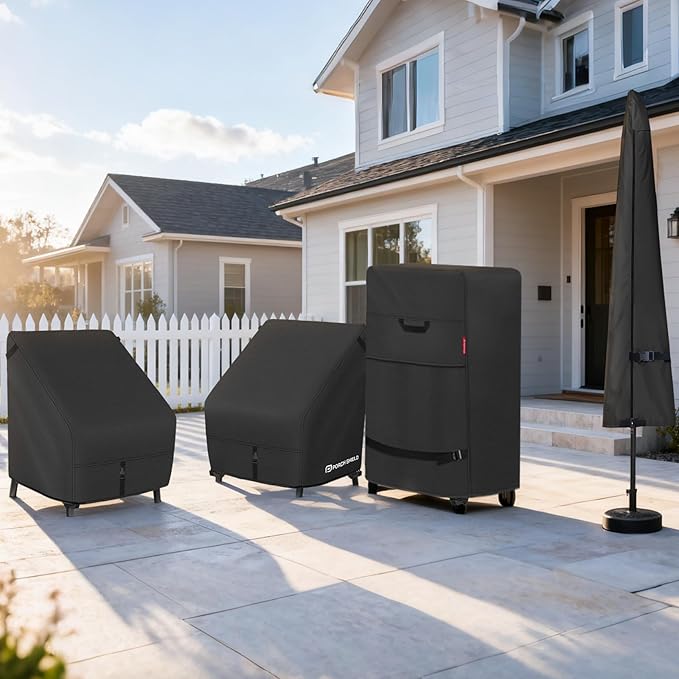 Porch Shield Patio Chair Covers - Waterproof Outdoor Lounge Deep Seat Lawn Chair Cover - 30W x 33D x 34H inch, Black
