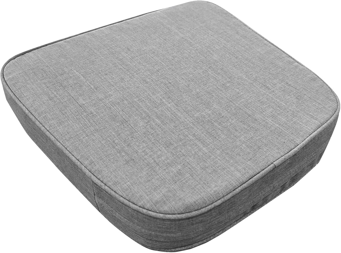 17"x 16"x 3" Patio Chair Cushions Set of 2, Waterproof Outdoor Chair Cushions, Patio Seat Cushion with Adjustable Ties, Light Grey