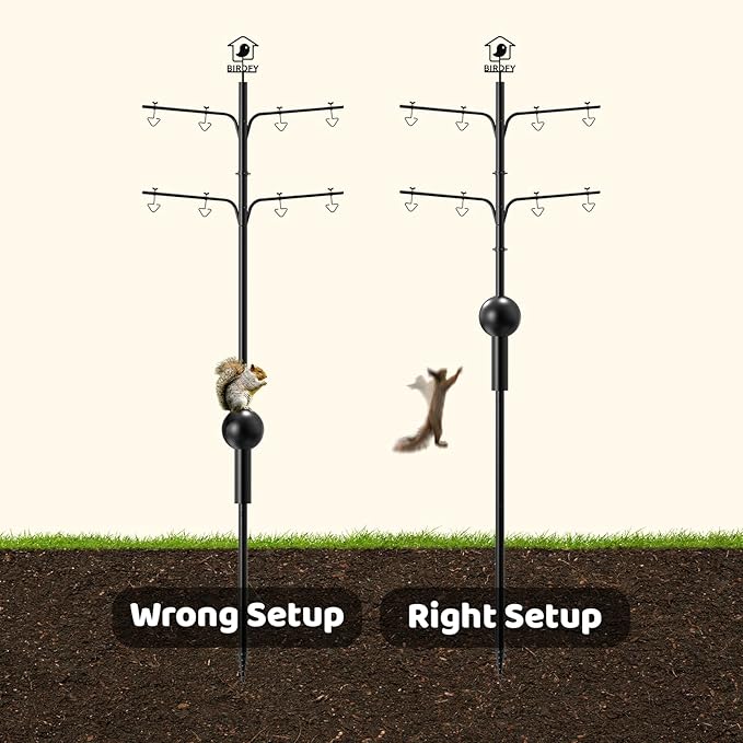 NETVUE by Birdfy Bird Feeder Pole with Effective Squirrel Baffle, 108 Inch Rust-Proof Pole Kit, 8 Adjustable Hooks for Outdoor Wild Bird Feeder, Bath, House Hanging & Mounting