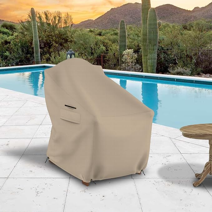 Seal Skin Covers Waterproof Adirondack Chair Cover, Heavy Duty Outdoor Furniture Cover with Drawstring, Buckles, Air Vent, Durable Fabric (Beige, 30"W x 34"D x 36" H)