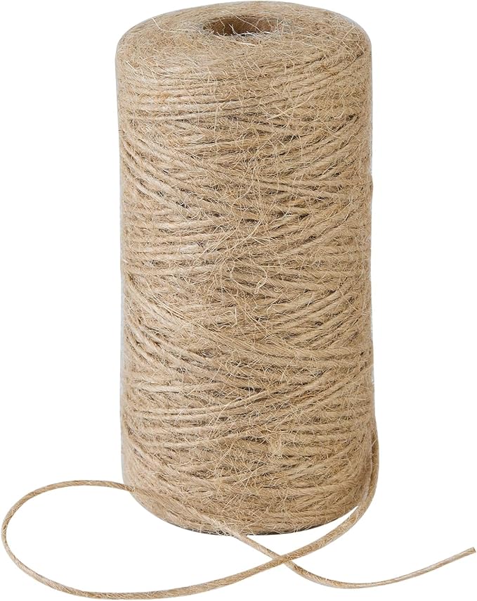 Natural Jute Twine 1mm 328 Feet Crafting Twine String for Crafts Gift, Craft Projects, Wrapping, Bundling, Packing, Gardening and More, Jute Rope to Use Around The House and Garden