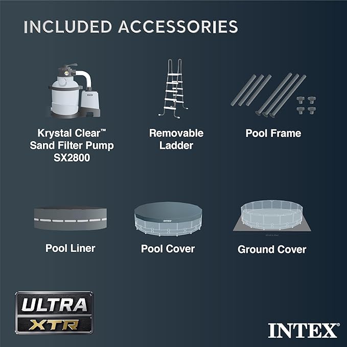 INTEX 26345VM Ultra XTR 26ft x 52in Above Ground Swimming Pool Set with Sand Filter Pump and OptiFlow 50lb Premium Filter Sand (2-Pack)