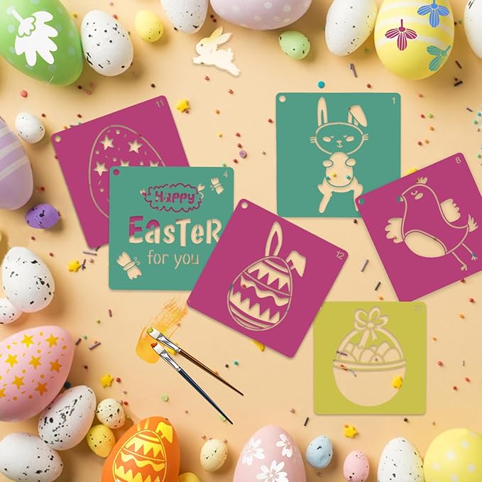 30Pcs Spring Stencils for Kids 8 Inches Sidewalk Chalk Stencil Large Drawing Stencils for Crafts Reusable Garden Flower Easter Themed Primary Shape Template for DIY Art on Sidewalk Wall Home Decor