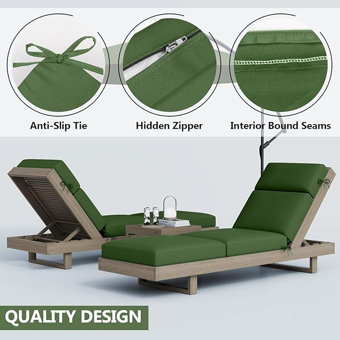 4 Pcs Chaise Lounge Cushions Outdoor, 80 x 26 x 4 Inch Lounge Chair Cushions for Outdoor Furniture - Waterproof Lounge Patio Replacement Cushion, 4In Fade-Resistant ThickPatio Chaise Lounge Cushion