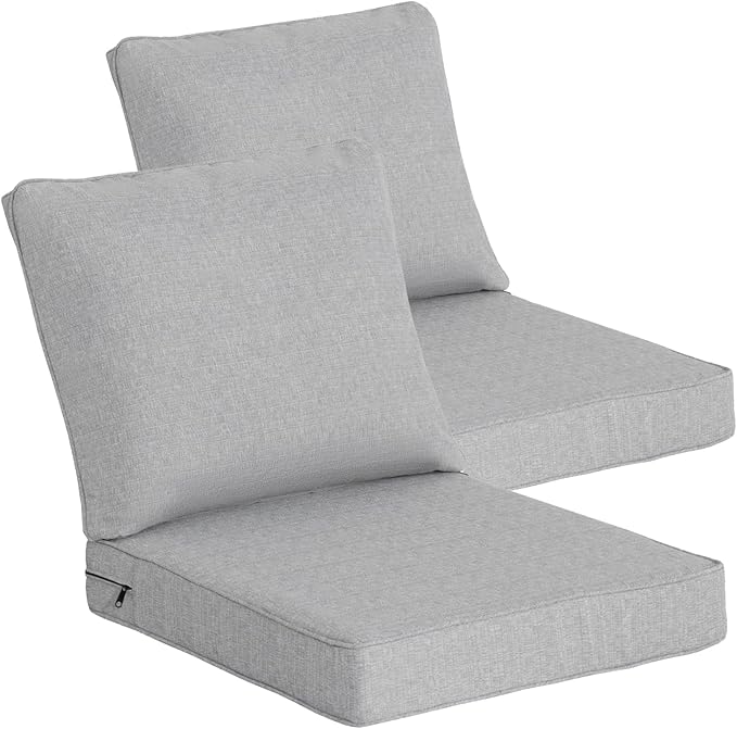 Goodgoods 24 x 28 Outdoor Patio Deep Seat Cushions 2-Pack, 1000+ Hours Fade-Resistant & Water-Resistant Outdoor Furniture Chair Cushions with 30D High-Resilience Foam for Sofa Chair, Stone Gray