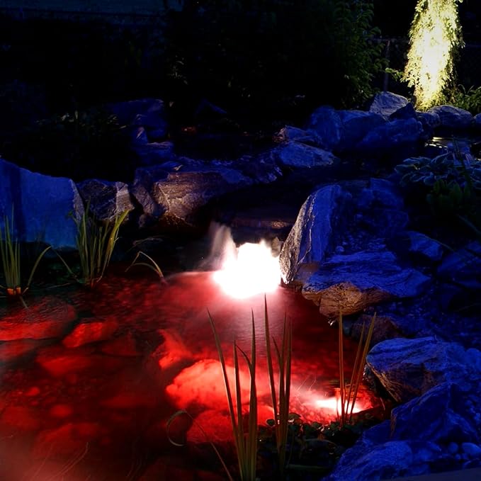 9W LED Underwater Pond Lights Red Lighting, Works with 12V AC/DC, Stainless Steel Light Fixture with IP68 Waterproof Rating Suitable for Ponds, Waterfalls, Patio & Garden, Outdoor Landscape Lighting