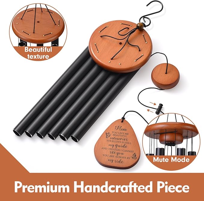 Memorial Sympathy Gifts for Loss of Mom, 32" Memorial Wind Chimes for Loss of Mother Sympathy Gift, Bereavement Gift for Loss of Mother, Windchimes in Memory of Mom Gifts