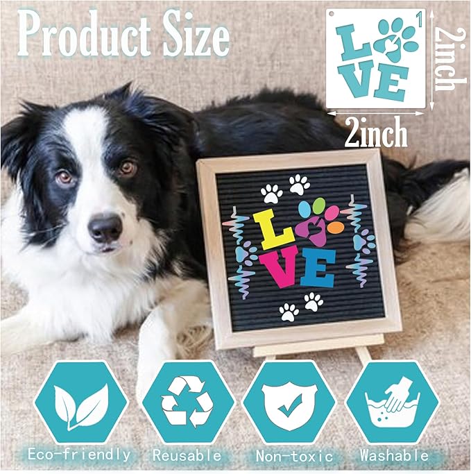 70pcs Small Paw Print Stencils for Painting on Wood Tiny Dog Cat Stencils and Patterns Animal Stencil Heart Template Paint Stencils on Art Craft Canvas Wall Fabric Rock(70 paw Print)