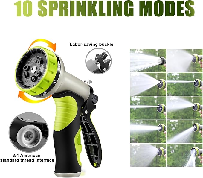 15FT Metal Garden Hose - Stainless Steel, Heavy Duty, Flexible & Lightweight, Never Kink and Tangle, with 10-Function Nozzle, Pressure Resistant for Outdoor Use (Yellow)