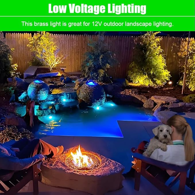 Brass Pond Light LED Underwater, Water Fountain Light Waterproof, Submersible Lights with 5W MR16 LED Bulb 2700K, 12V Low Voltage Landscape Lighting for Outdoor Garden Pond, Pool, Waterfall
