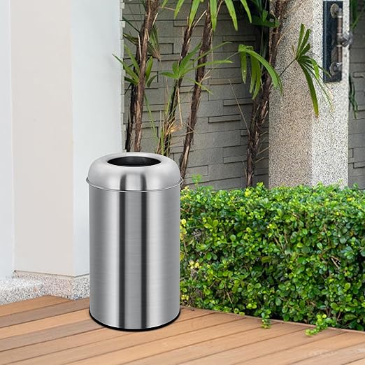 50L/13 Gallon Commercial Trash Can, Large Capacity Open Top Trash Can, Stainless Steel Garbage Can with Removable Inner Bucket, Heavy Duty Round Waste Container for Kitchen, Home, Office
