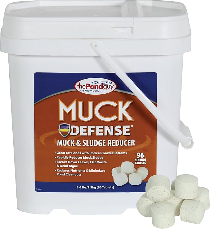 The Pond Guy Muck Defense, Natural Water Garden Muck Treatment, Living Beneficial Bacteria & Enzyme Sludge Remover, Safe Sludge Digester & Odor Control, Fish, Bird & Pet Safe, Easy Dosing, 96 Tablets