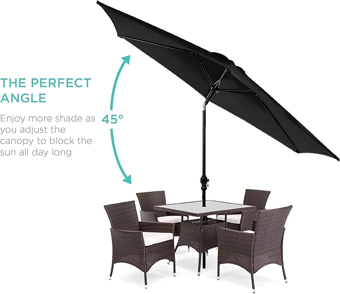 Best Choice Products 10ft Outdoor Steel Polyester Market Patio Umbrella w/Crank, Easy Push Button, Tilt, Table Compatible