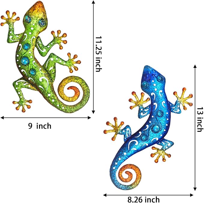 Metal Gecko Wall Decor Lizard Wall Sculpture Garden Art Hanging Indoor Outdoor Suitable for Patio Porch Fence Living Room Patio Decor.