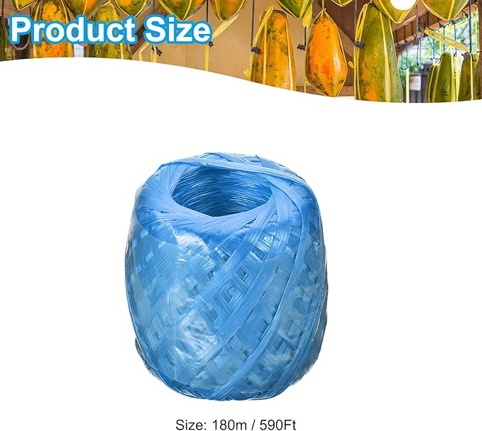 PATIKIL 180m/590Ft Polyester Nylon Plastic Rope, Twine Household Bundles Ropes Roll for Gardening Packing Crafting DIY, Blue