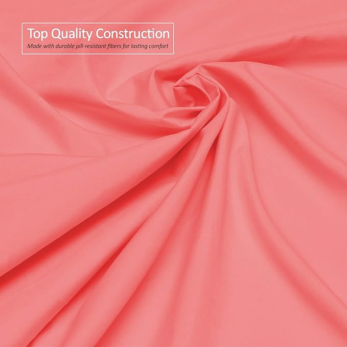 Clara Clark Deep Pocket Twin XL Fitted Sheet Fits up to 21 Inch Mattress - Super Soft Twin XL Fitted Sheet Only, Fade, Stain Resistant - Coral Pink Fitted Sheet Twin XL Size,