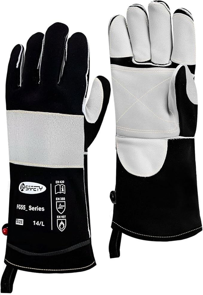 JKSafety Welding Gloves for Men,932°F Heat Resistant Gloves Mitts for Welders,Stick,Tig,Mig,Forge,Oven,Fireplace,Furnace