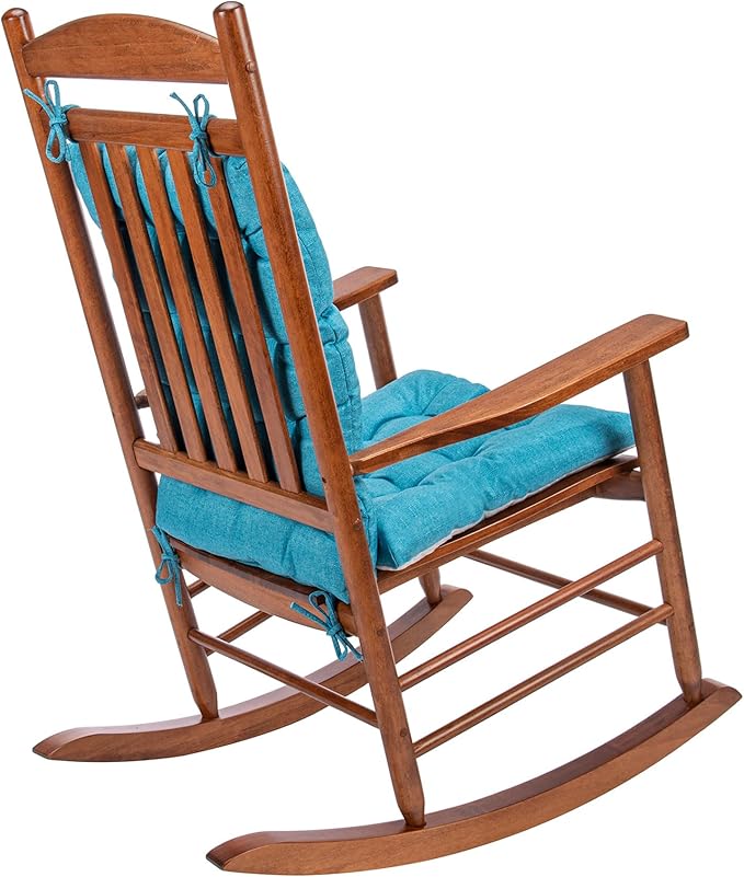 Rocking Chair Cushions Comfortable Tufted Seat Cushion Pads Non-Skid Backed Set of Backrest Cushion and Seat Bottom for Porch Rocker Adirondack Chair (SkyBlue, Backrest-24X17,Bottom-17x17)
