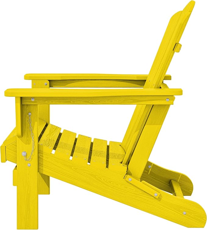 KINGYES Folding Adirondack Chair Set of 6, HDPE All-Weather Folding Adirondack Chair, Yellow
