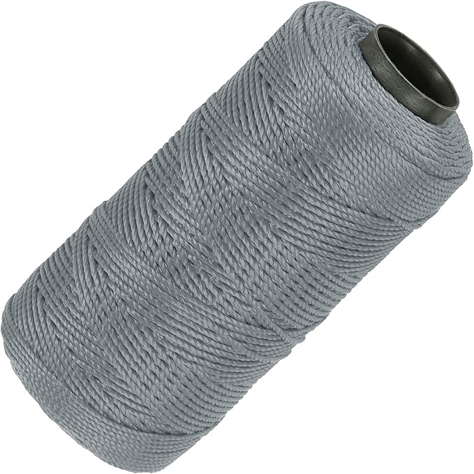 MECCANIXITY Nylon String 3 Strands Twisted Mason Line 1.5mm x 218 Yards Nylon Twine String for DIY Projects, Home Improvement, Gardening, Gift Wrapping, Christmas Party Supplies, Grey