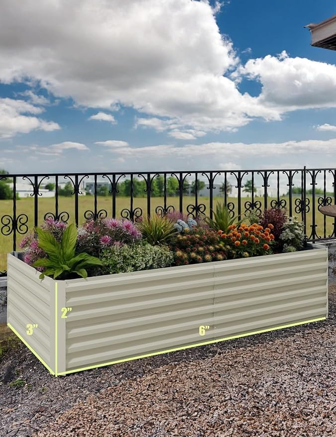GarveeLife 2pcs 6x3x2 ft Galvanized Raised Garden Bed, 24" Tall Metal Planter Box for Flowers Vegetables, Rust-Resistant Raised Garden Beds for Gardening, Easy Assembly Outdoor Garden Box & Planters