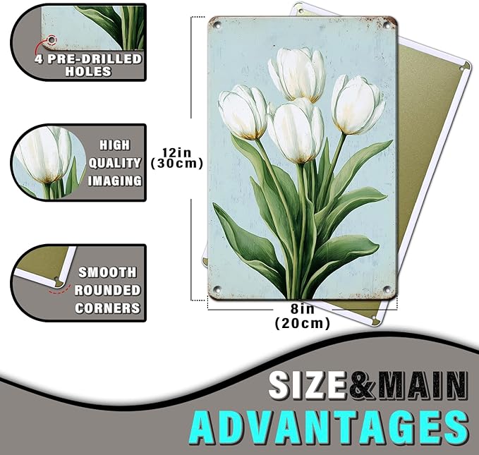 Tulip Vintage Metal Tin Sign for Home Kitchen Bar Coffee Shop Metal Sign 12x16inch