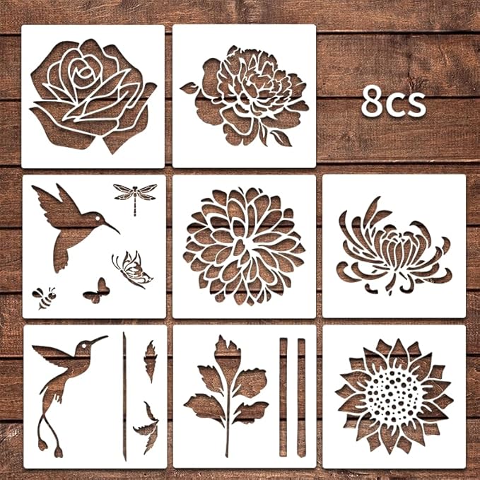 Garden Fence Large Flower Stencils - Reusable Floral Stencil DIY Decoration for Painting on Wood Walls Pattern, Jumbo Sunflower Yard Spray Paint Big Crafts Floor Stencils (CP-7)