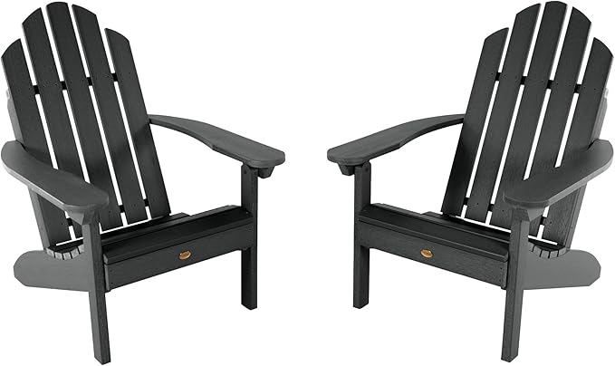 Highwood Classic Westport Adirondack Chairs, 2-Piece Set, Black
