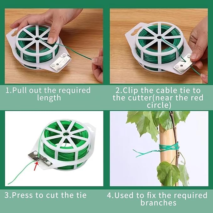 Twist Tie,plant Ties,492ft (150m) green cable ties with Cutter,Garden Plant Ties Reusable,Green Twist Ties for Gardening Climbing Plants, flowers,Tomatoes Vines,Indoor Outdoor Home and Office Use