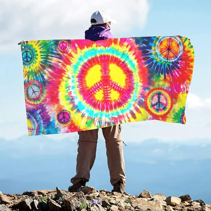 Tie Dye Peace Flag 3x5 Ft Breeze Rainbow Color Hippie Flag Outdoor Indoor Outside Garden Yard Banner Decorative With Metal Grommets Sign