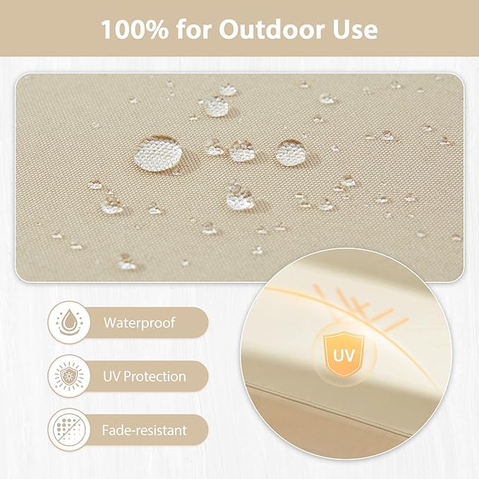 Outdoor Chair Cushions Set of 2, Waterproof Patio Chair Cushions, Patio Furniture Cushions with Ties, Outdoor Wicker Replacement Seat Cushion, 22 x 22 x 3 inch, Beige